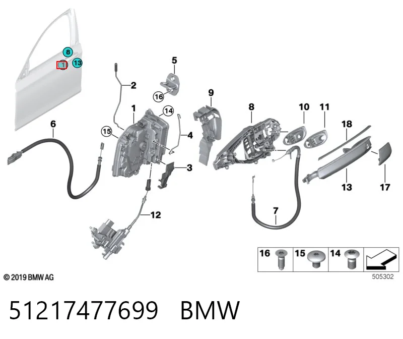 51217477699 BMW Fecho da porta dianteira esquerda