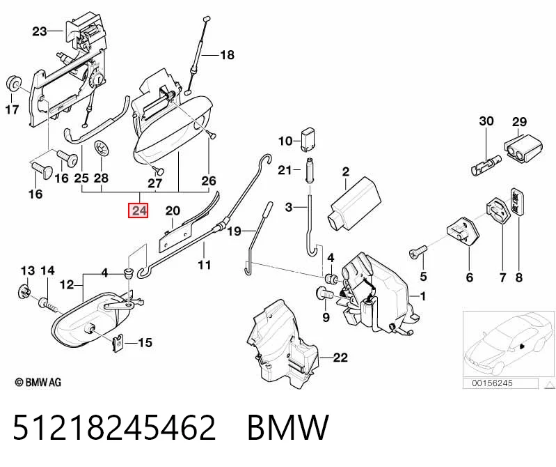 51218245462 BMW Maçaneta dianteira direita da porta externa