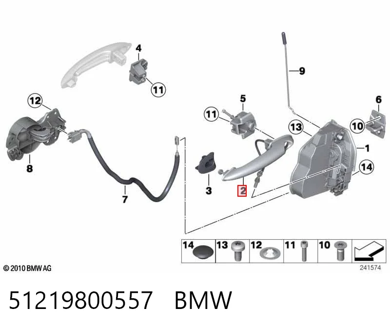 51219800557 BMW Maçaneta dianteira esquerda externa da porta