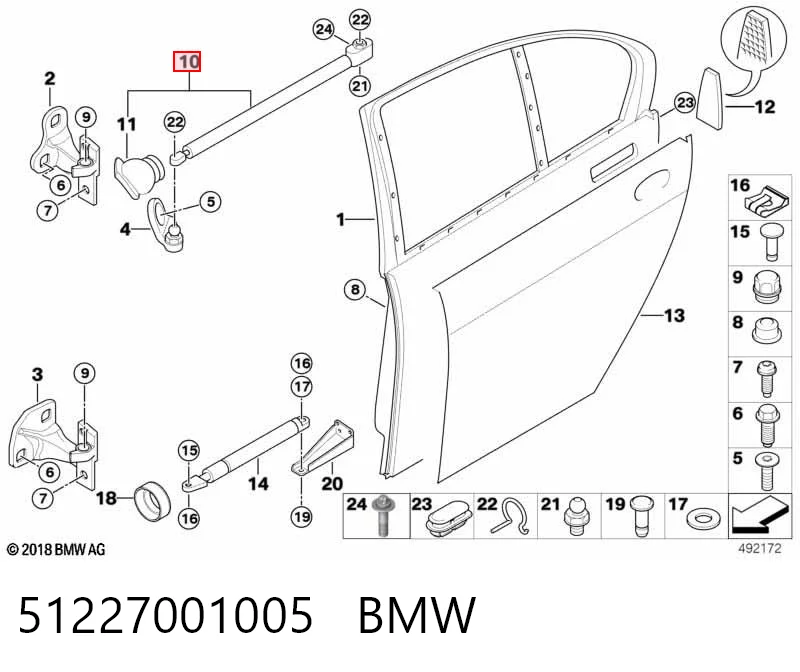 51227001005 BMW Limitador traseiro esquerdo de abertura de porta