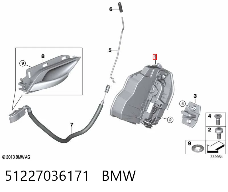 51227036171 BMW Fecho da porta traseira esquerda