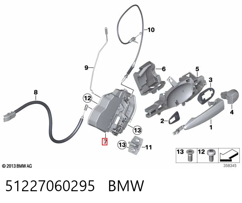 51227060295 BMW Fecho da porta traseira esquerda