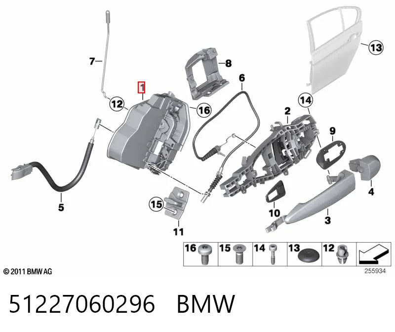 51227060296 BMW Fecho da porta traseira direita