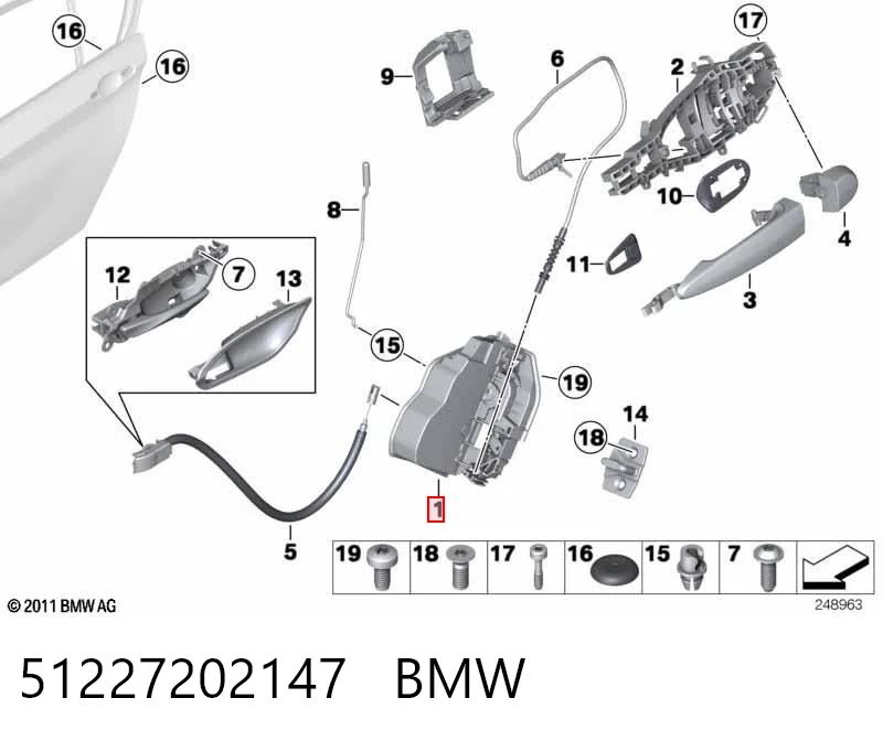 51227202147 BMW Fecho da porta traseira esquerda