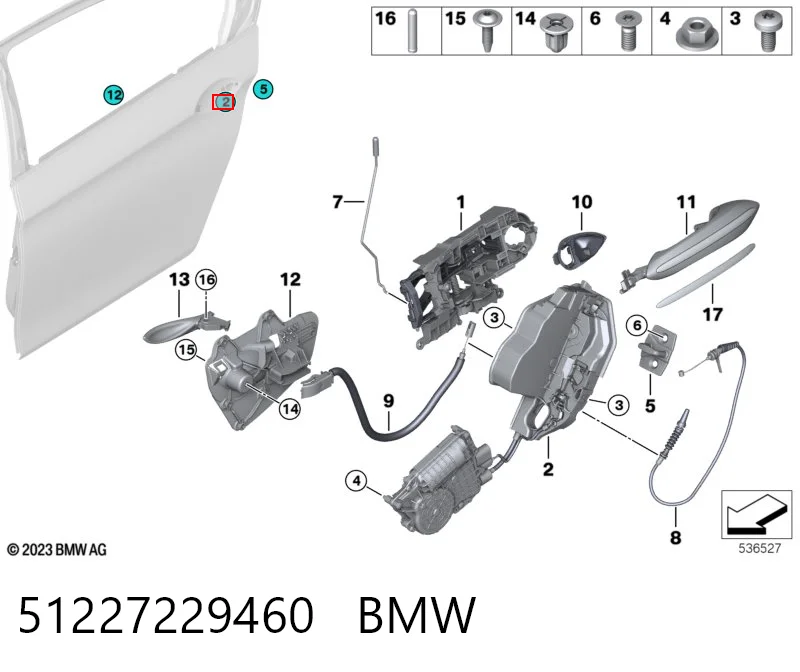 51227229460 BMW Fecho da porta traseira direita