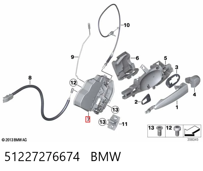51227276674 BMW Fecho da porta traseira direita