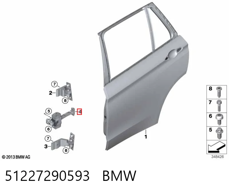 51227290593 BMW Limitador traseiro de abertura de porta