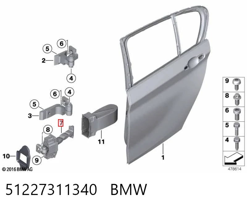 51227311340 BMW Limitador traseiro esquerdo de abertura de porta