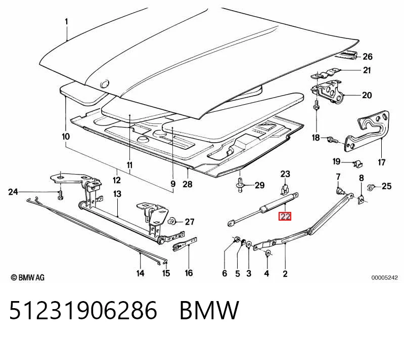 51231906286 BMW Amortecedor da capota