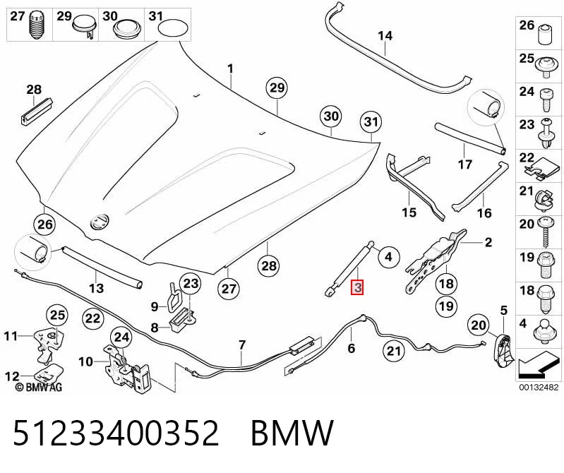 51233400352 BMW Amortecedor da capota