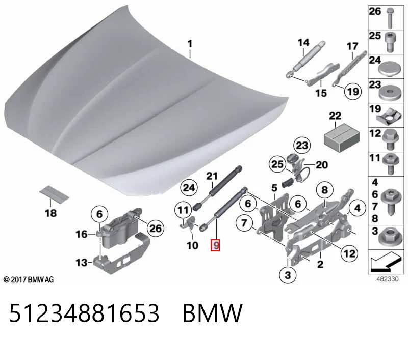 51234881653 BMW Amortecedor da capota