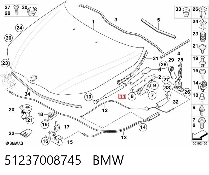 51237008745 BMW Amortecedor da capota