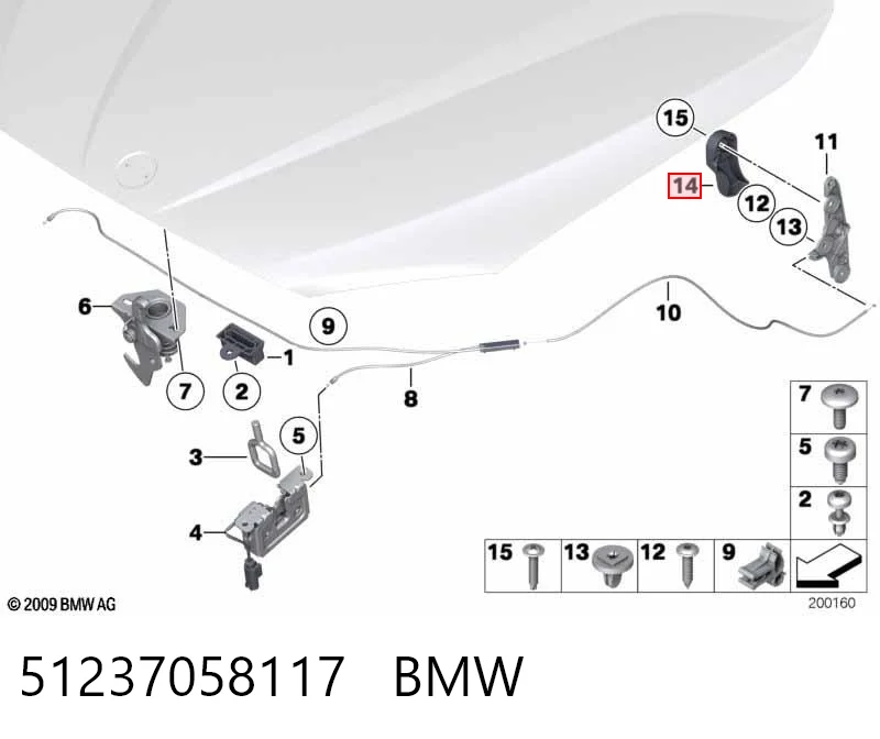 51237058117 BMW Puxador de abertura da capota