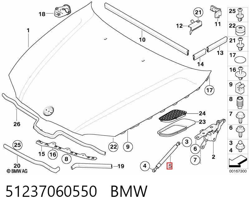 51237060550 BMW Amortecedor da capota