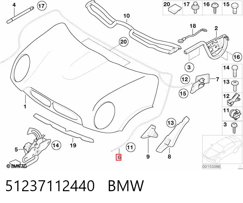 Cabo de abertura da capota Mini Cooper R50, R53 ao melhor preço