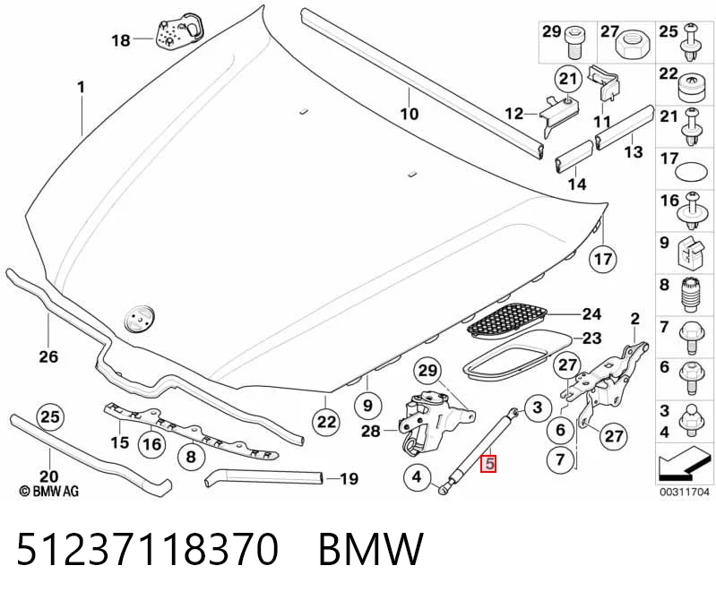 51237118370 BMW Amortecedor da capota