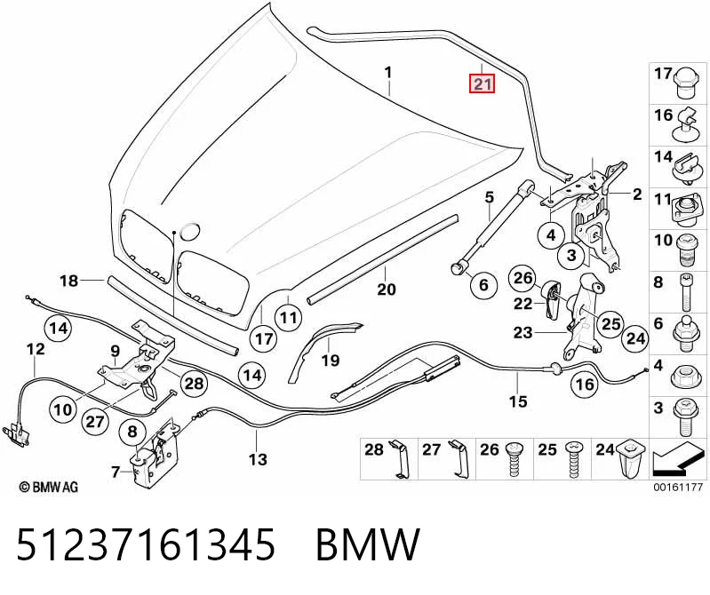 51237161345 BMW Vedação da capota