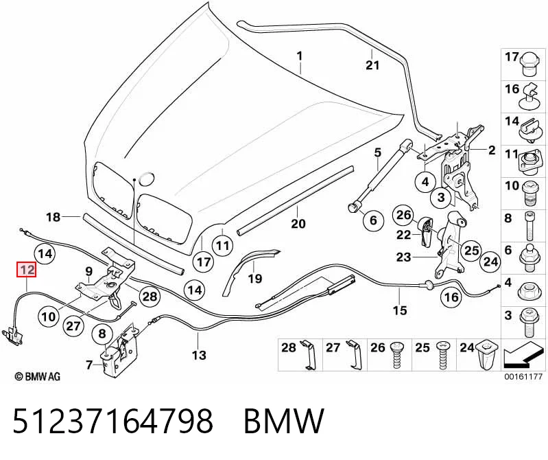 51237164798 BMW Cabo de abertura da capota