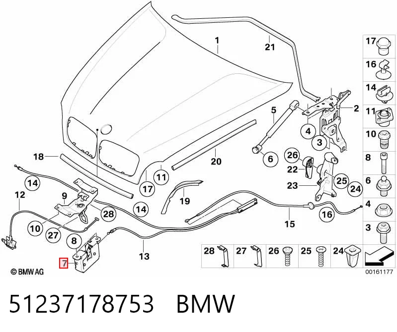 51237178753 BMW Fecho da capota direito