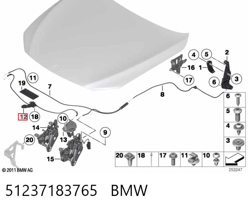 51237183765 BMW Puxador de abertura da capota