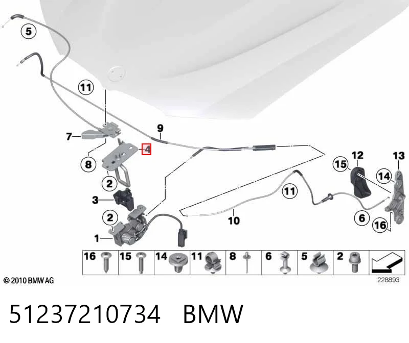 51237210734 BMW Fecho da capota esquerdo