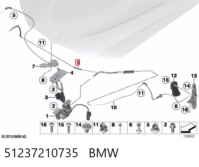 51237210735 BMW Cabo de abertura da capota