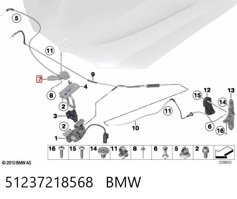 51237218568 BMW Puxador de abertura da capota