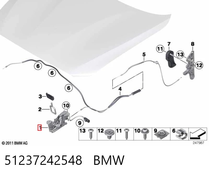 51237242548 BMW Fecho da capota esquerdo