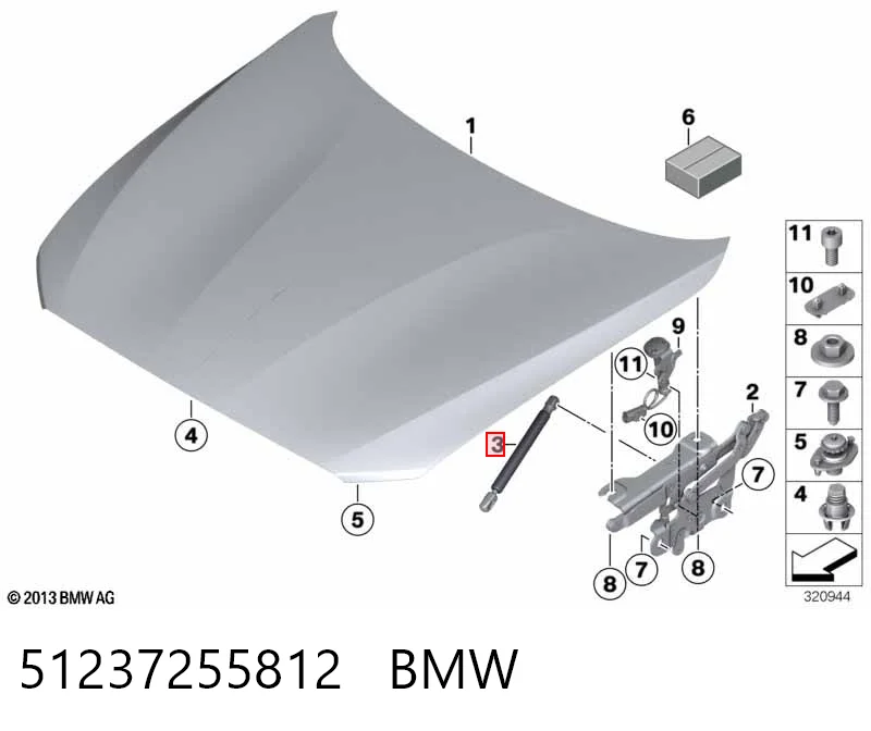 51237255812 BMW Amortecedor da capota