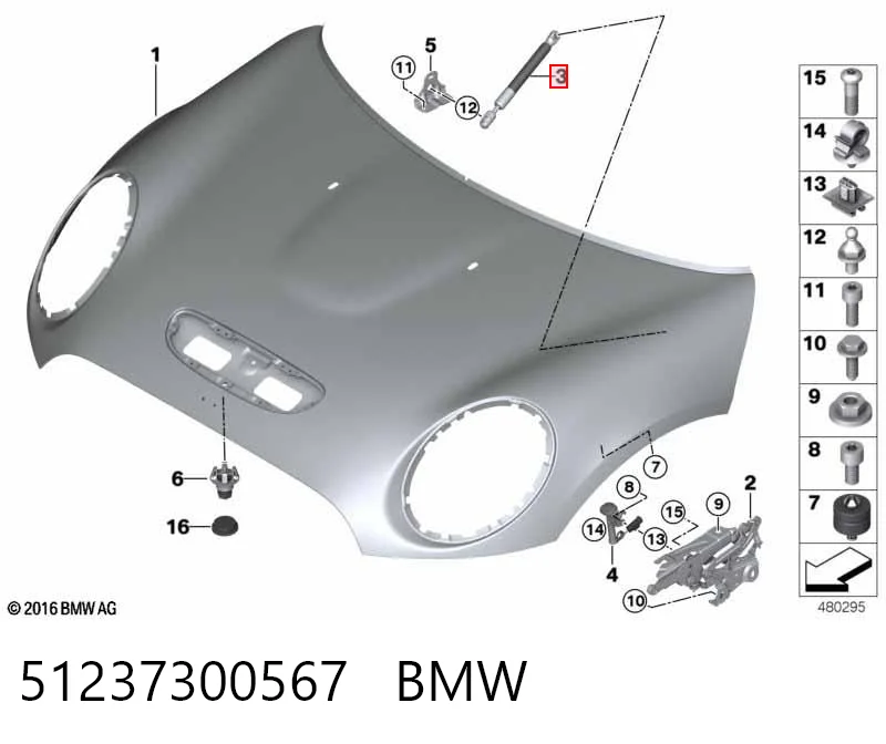 Amortecedor da capota Mini Cooper F55 ao melhor preço