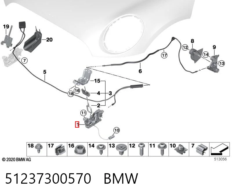 51237300570 BMW Fecho da capota direito
