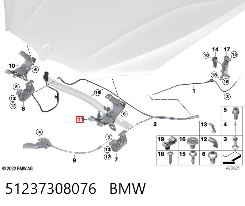 51237308076 BMW Fecho da capota esquerdo