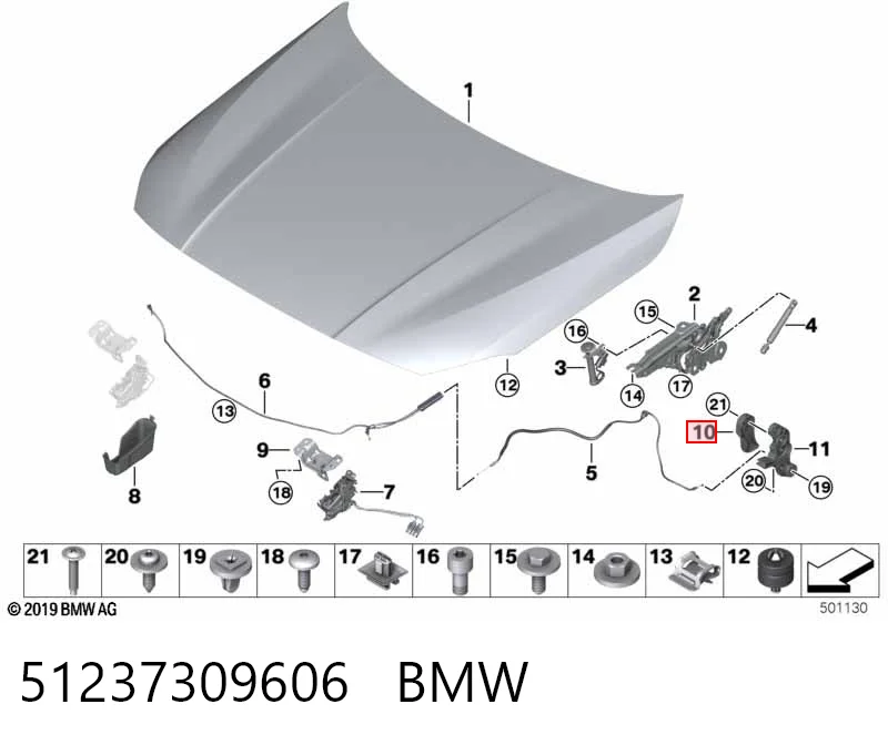 51237309606 BMW Puxador de abertura da capota