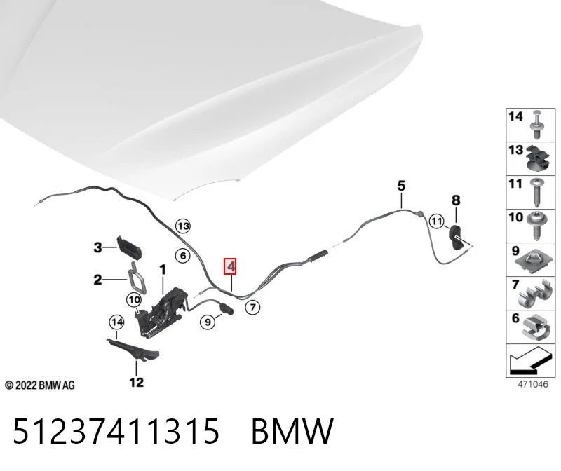 51237411315 BMW Cabo dianteiro de abertura da capota