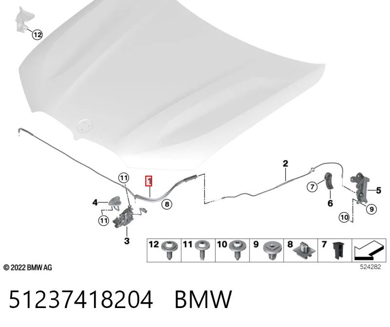 51237418204 BMW Cabo dianteiro de abertura da capota