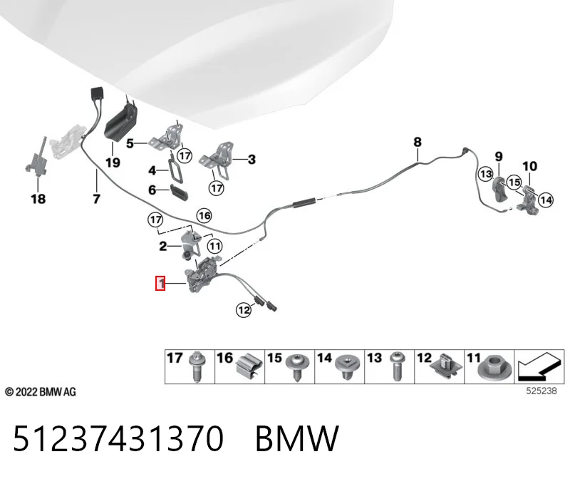 51237431370 BMW Fecho da capota direito
