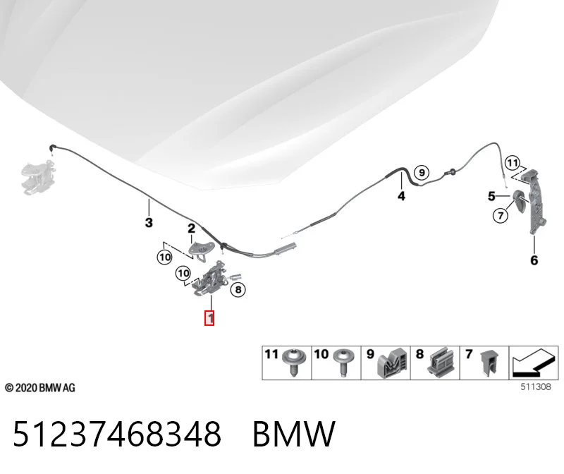 51237468348 BMW Fecho da capota direito