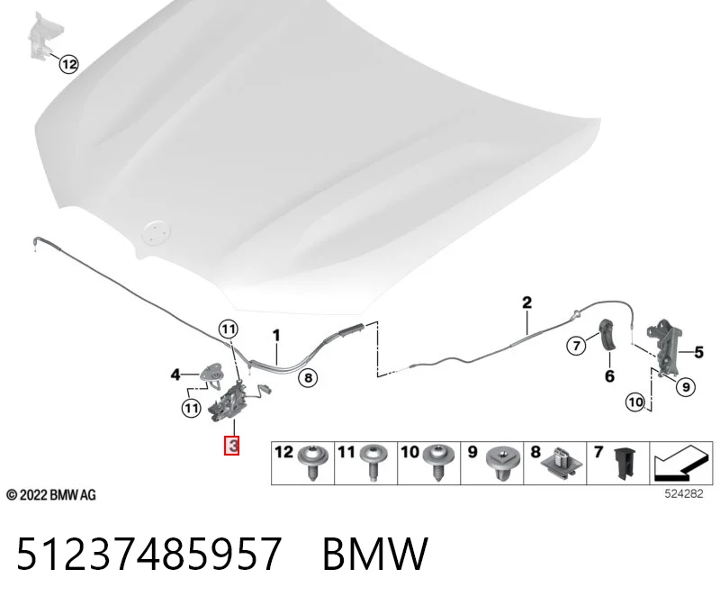 51237485957 BMW Fecho da capota esquerdo