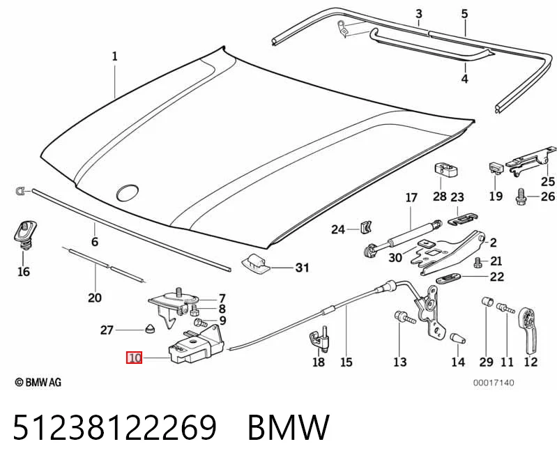 51238122269 BMW Fecho da capota esquerdo