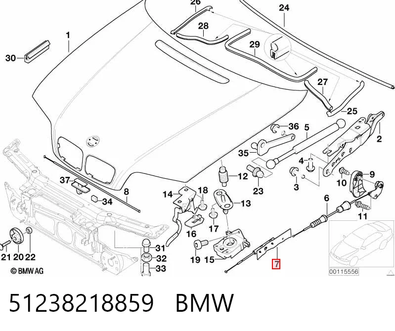51238218859 BMW Cabo de abertura da capota