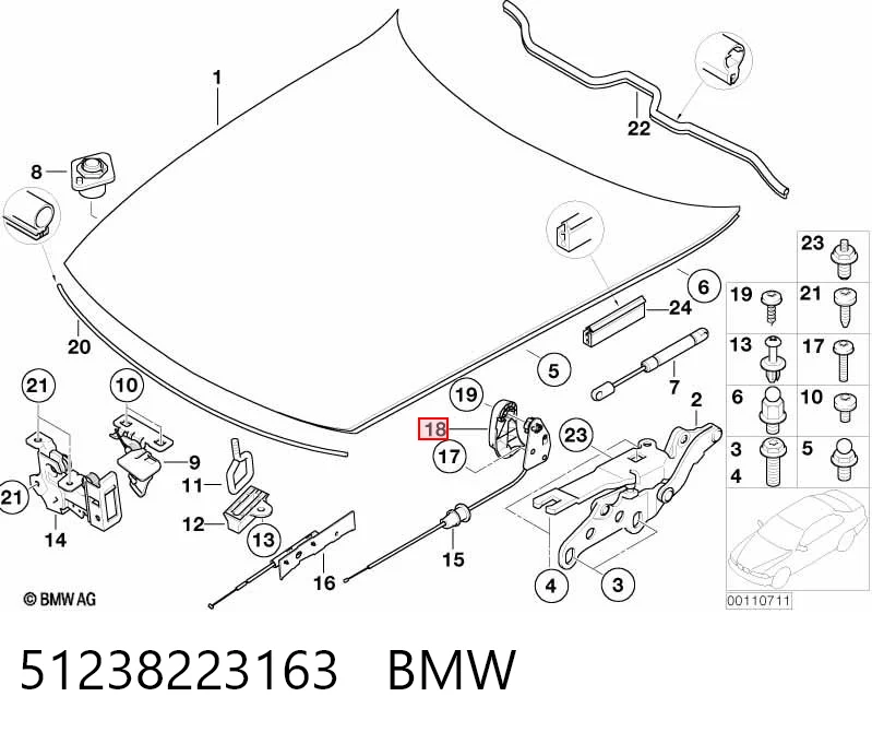 51238223163 BMW Puxador de abertura da capota