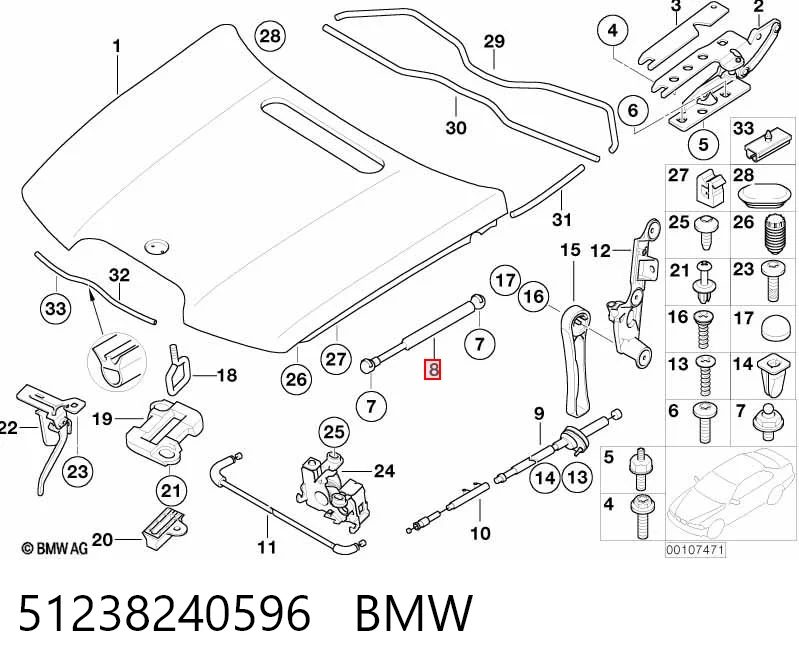 51238240596 BMW Amortecedor da capota