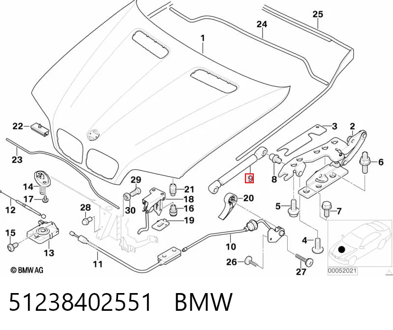 51238402551 BMW Amortecedor da capota
