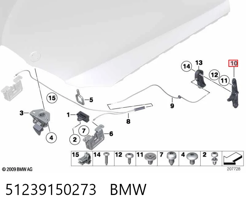 51239150273 BMW Consola de puxador de abertura da capota