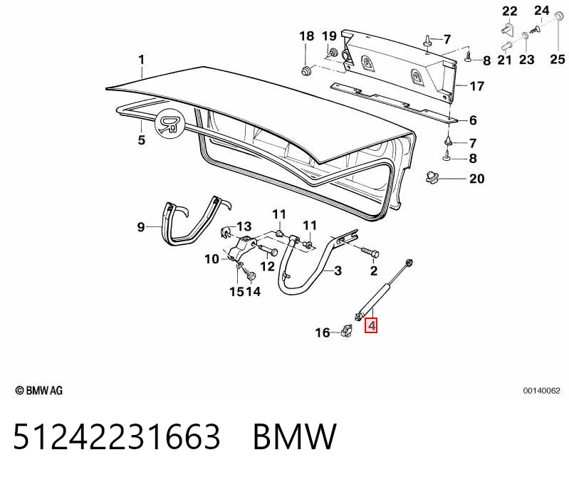 51242231663 BMW Amortecedor de tampa de porta-malas (de 3ª/5ª porta traseira)