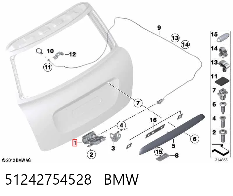 51242754528 BMW Fecho de tampa de porta-malas (de 3ª/5ª porta traseira)