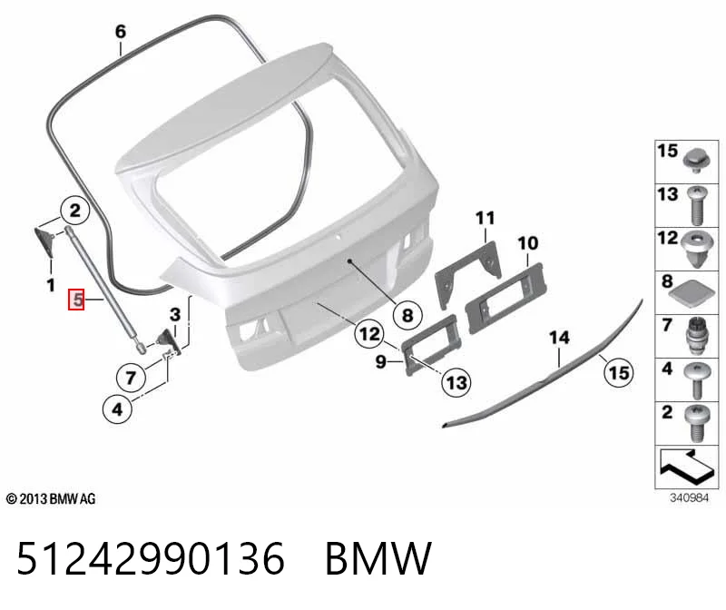 51242990136 BMW Amortecedor de tampa de porta-malas (de 3ª/5ª porta traseira)