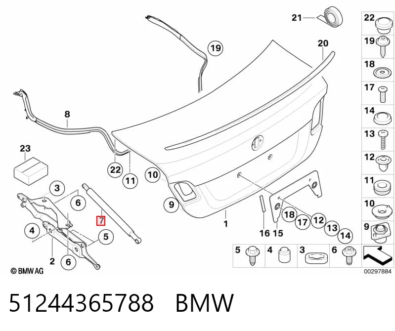 51244365788 BMW Amortecedor de tampa de porta-malas (de 3ª/5ª porta traseira)