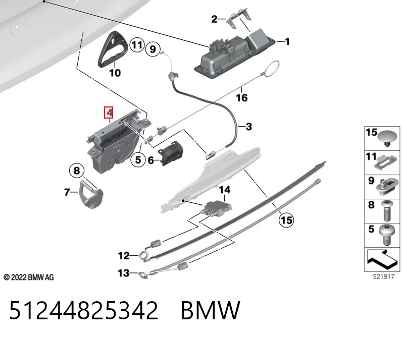 51244825342 BMW Fecho de tampa de porta-malas (de 3ª/5ª porta traseira)
