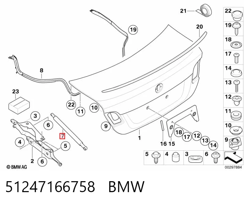 51247166758 BMW Amortecedor de tampa de porta-malas (de 3ª/5ª porta traseira)